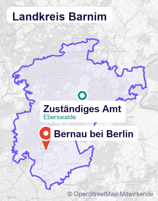Karte: Schulbegleitung in Bernau bei Berlin und Umgebung