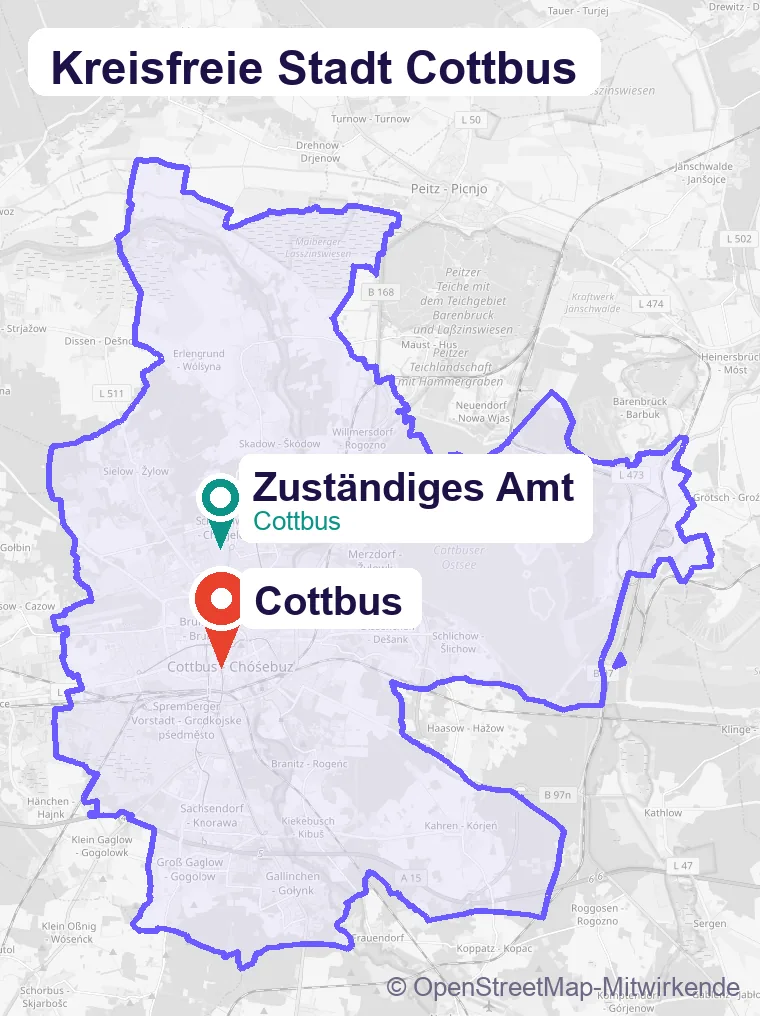 Karte: Schulbegleitung in Cottbus und Umgebung