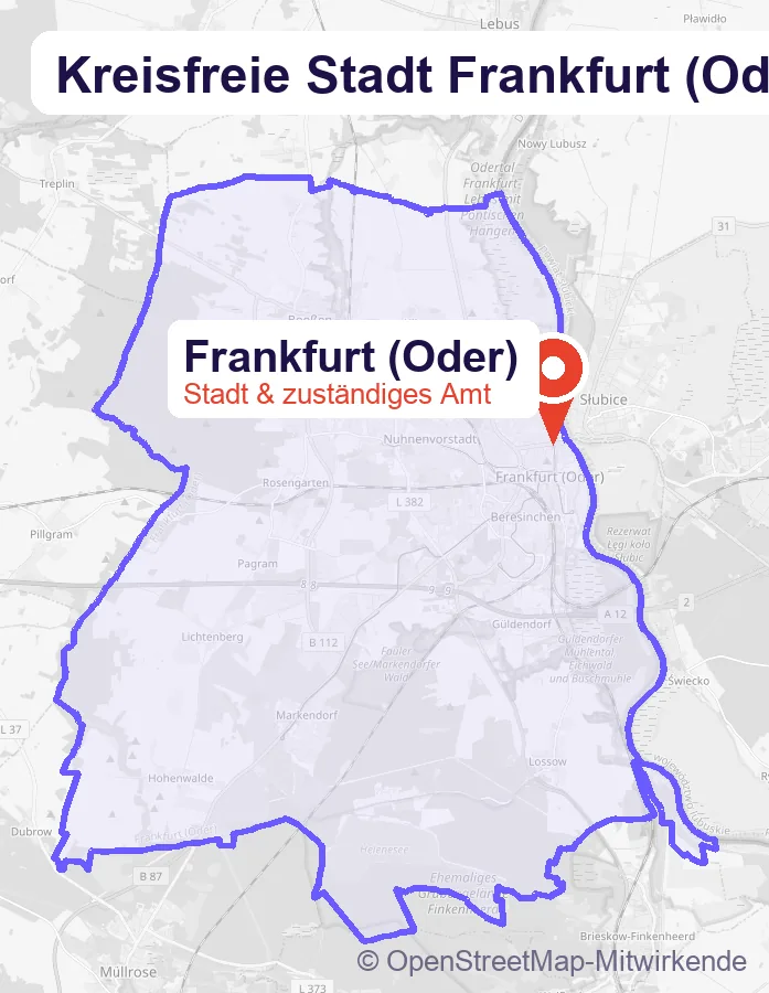 Karte: Schulbegleitung in Frankfurt (Oder) und Umgebung