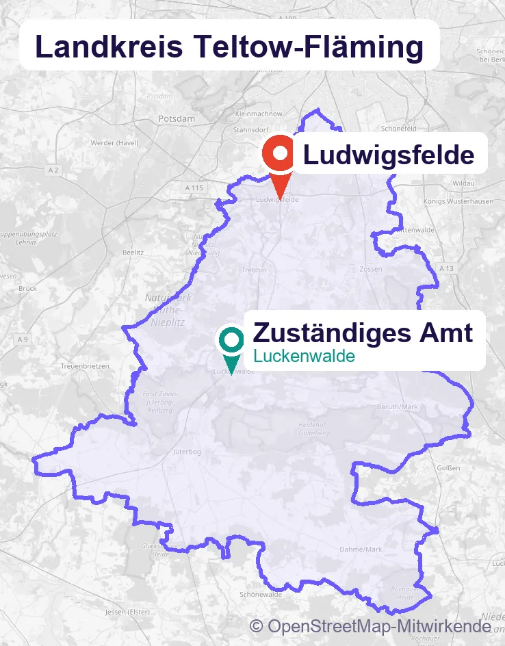 Karte: Schulbegleitung in Ludwigsfelde und Umgebung