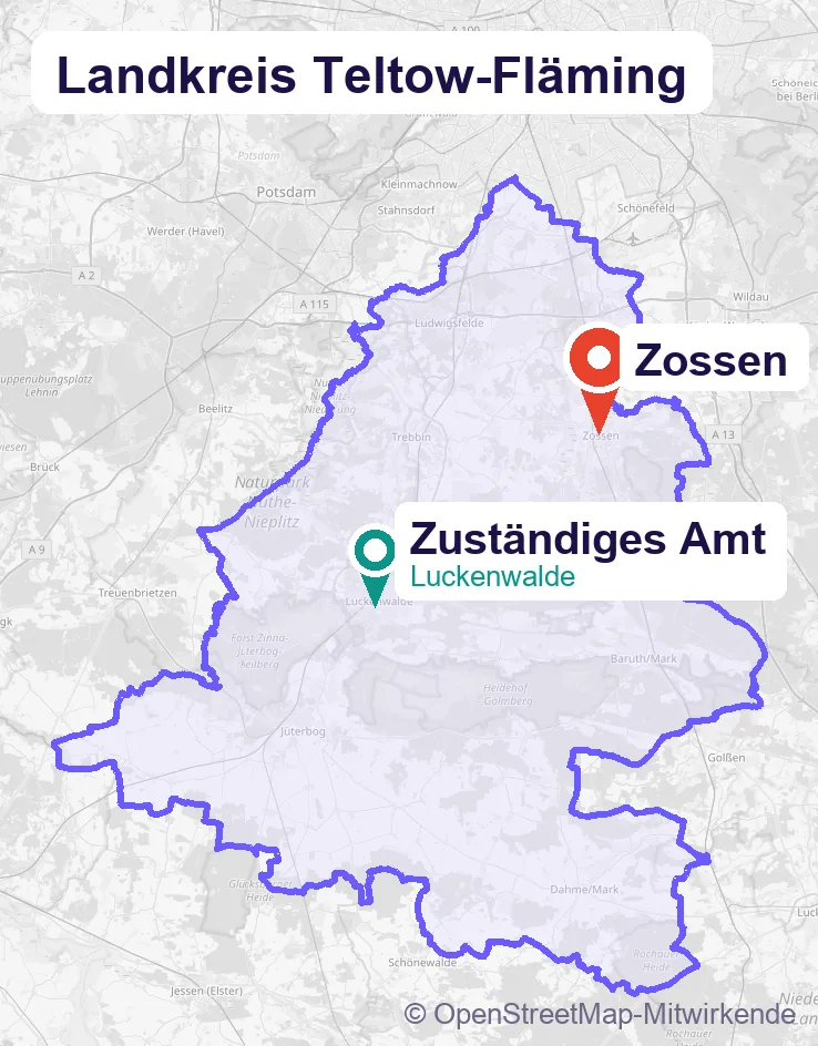Karte: Schulbegleitung in Zossen und Umgebung